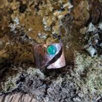 Copper and Green Agate Adjustable Thumb Ring thumbnail
