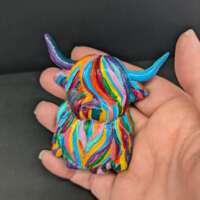 Multicoloured Highland Cow Fridge Magnet thumbnail