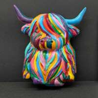 Multicoloured Highland Cow Fridge Magnet thumbnail