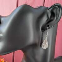 Silver Textured Teardrop Earrings Leaf thumbnail