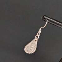 Silver Textured Teardrop Earrings Leaf thumbnail