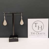 Silver Textured Teardrop Earrings Leaf thumbnail