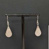 Silver Textured Teardrop Earrings Leaf thumbnail