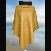 Gold Shetland Wool Tweed Poncho thumbnail