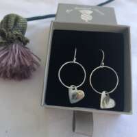 Hoop with Embossed Heart Earrings thumbnail