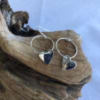 Hoop with Embossed Heart Earrings thumbnail
