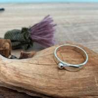 Sterling Silver Leaf and Pebble Ring thumbnail