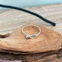 Sterling Silver Leaf and Pebble Ring thumbnail