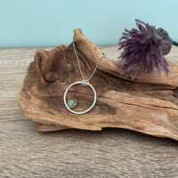 Sterling Silver Circle and Dichroic Dot Pendant thumbnail