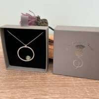 Sterling Silver Circle and Dichroic Dot Pendant thumbnail