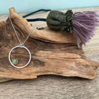 Sterling Silver Circle and Dichroic Dot Pendant thumbnail