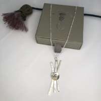 Solid Silver Textured & Plain Curve Pendant thumbnail