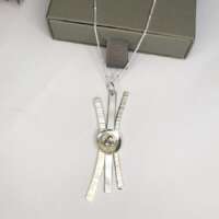 Solid Silver Textured & Plain Curve Pendant thumbnail