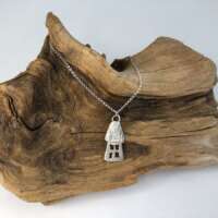 Solid Silver Long Toadstool House Pendant thumbnail