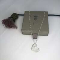 Sterling Silver Textured Heart with Cut Out Heart Pendant thumbnail