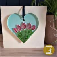 Quilled "Tulip" Detachable Heart Pendant Greeting Card thumbnail