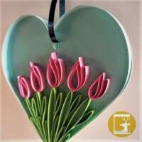 Quilled "Tulip" Detachable Heart Pendant Greeting Card thumbnail