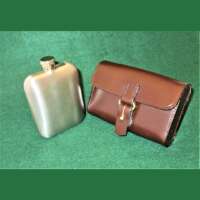 Hip Flask and Dark Brown Leather Case thumbnail
