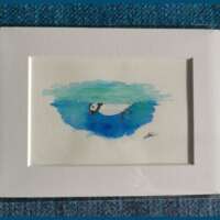 Original Watercolour of a Puffin in the Sea thumbnail