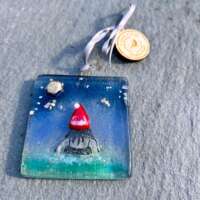 Fused Glass Christmas Swimmer Decoration thumbnail