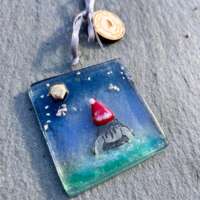 Fused Glass Christmas Swimmer Decoration thumbnail