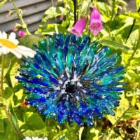 Fused Glass Blue Cornflower Garden Stake thumbnail