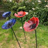 Fused Glass Blue Cornflower Garden Stake thumbnail
