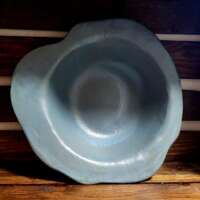 Blue Green Bowl with Black Stone Base thumbnail