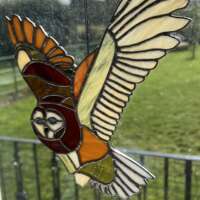 Stained Glass Owl Suncatcher in Brown thumbnail