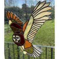 Stained Glass Owl Suncatcher in Brown thumbnail