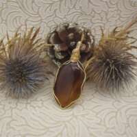 Brown Onyx Gold Plated Wire Wrapped Pendant thumbnail