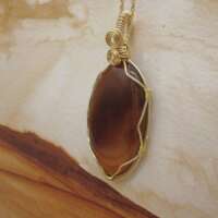 Brown Onyx Gold Plated Wire Wrapped Pendant thumbnail