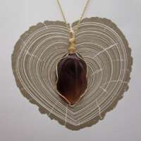 Brown Onyx Gold Plated Wire Wrapped Pendant thumbnail
