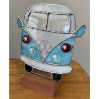 Stained Glass VW Camper Tealight Holder (Light Blue) thumbnail