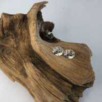 Sterling Silver Concave Disc Pebble Stud Earrings thumbnail