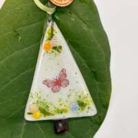 Fused Glass Copper Butterfly Tree Decoration thumbnail