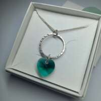 Swarovski Crystal Heart and Sterling Silver Hoop Necklace thumbnail