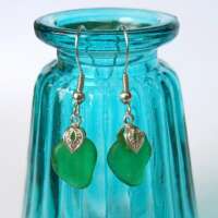 Dangly Green Sea Glass Earrings thumbnail