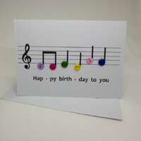Happy Birthday Musical Notes White Card thumbnail