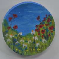 Hand Painted Flowers Brooch thumbnail