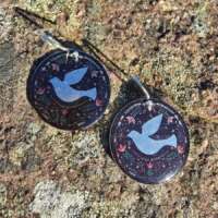 Folk Art Dove Disc Earrings thumbnail
