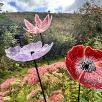 Fused Glass Purple Poppy Garden Stake thumbnail
