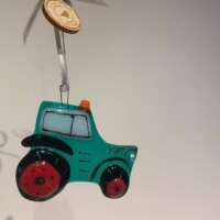 Fused Glass Red and Green Tractor Decoration thumbnail