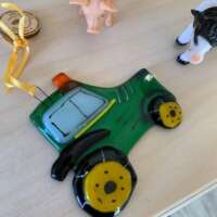 Fused Glass Green Tractor Decoration thumbnail