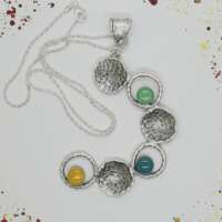 Green, Yellow, Turquoise Cup Pendant thumbnail