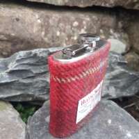 6oz Hip Flask with Red Check Harris Tweed Sleeve thumbnail