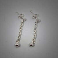 Ball and Chain Sterling Silver Earrings thumbnail