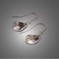 Sterling Silver Textured Drop Earrings thumbnail