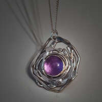 Amethyst in Silver Swirl Necklace thumbnail