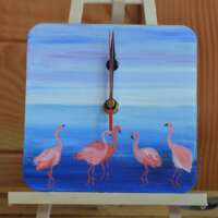 Square Flamingos Wall Clock thumbnail